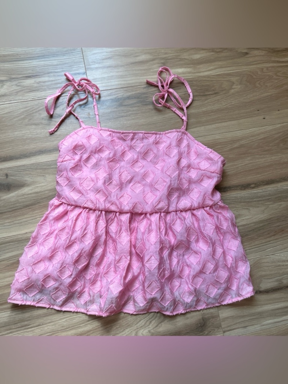 Vero Moda Pink Textured Spaghetti-Strap Dress for Girls